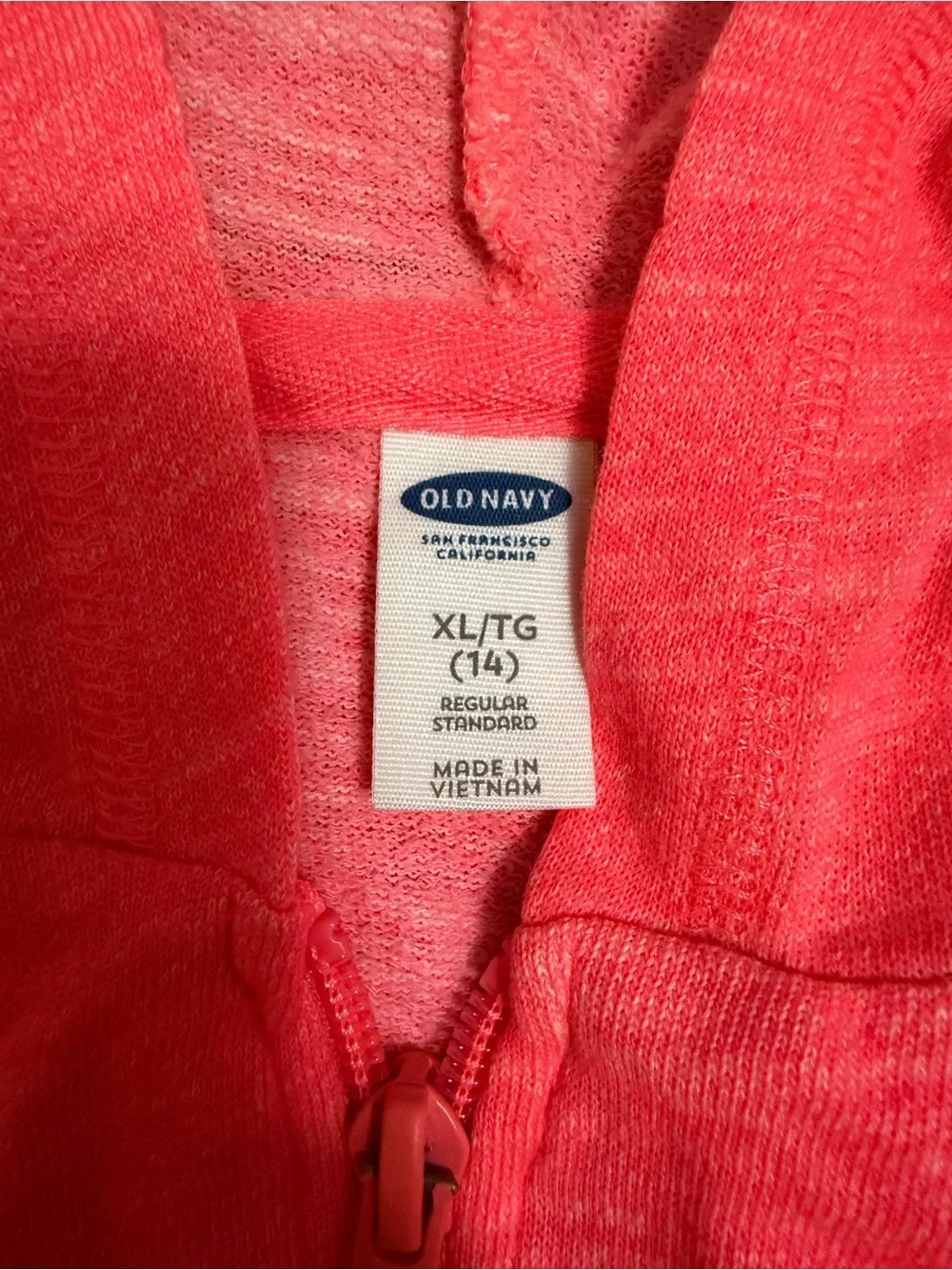 Old Navy Girls Neon Coral Full-Zip Hoodie